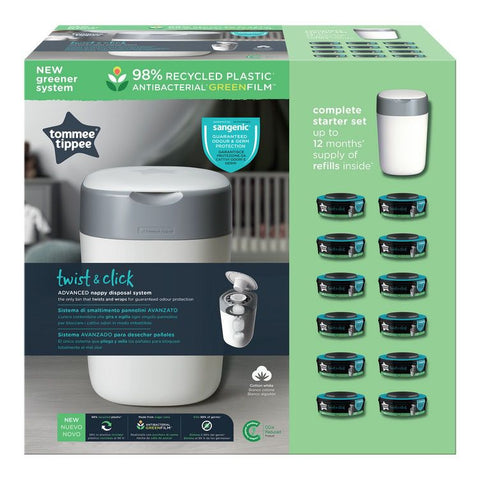 Tommee Tippee Twist And Click Advanced Nappy Disposal Sangenic + 12Pcs –  Belly & Baby